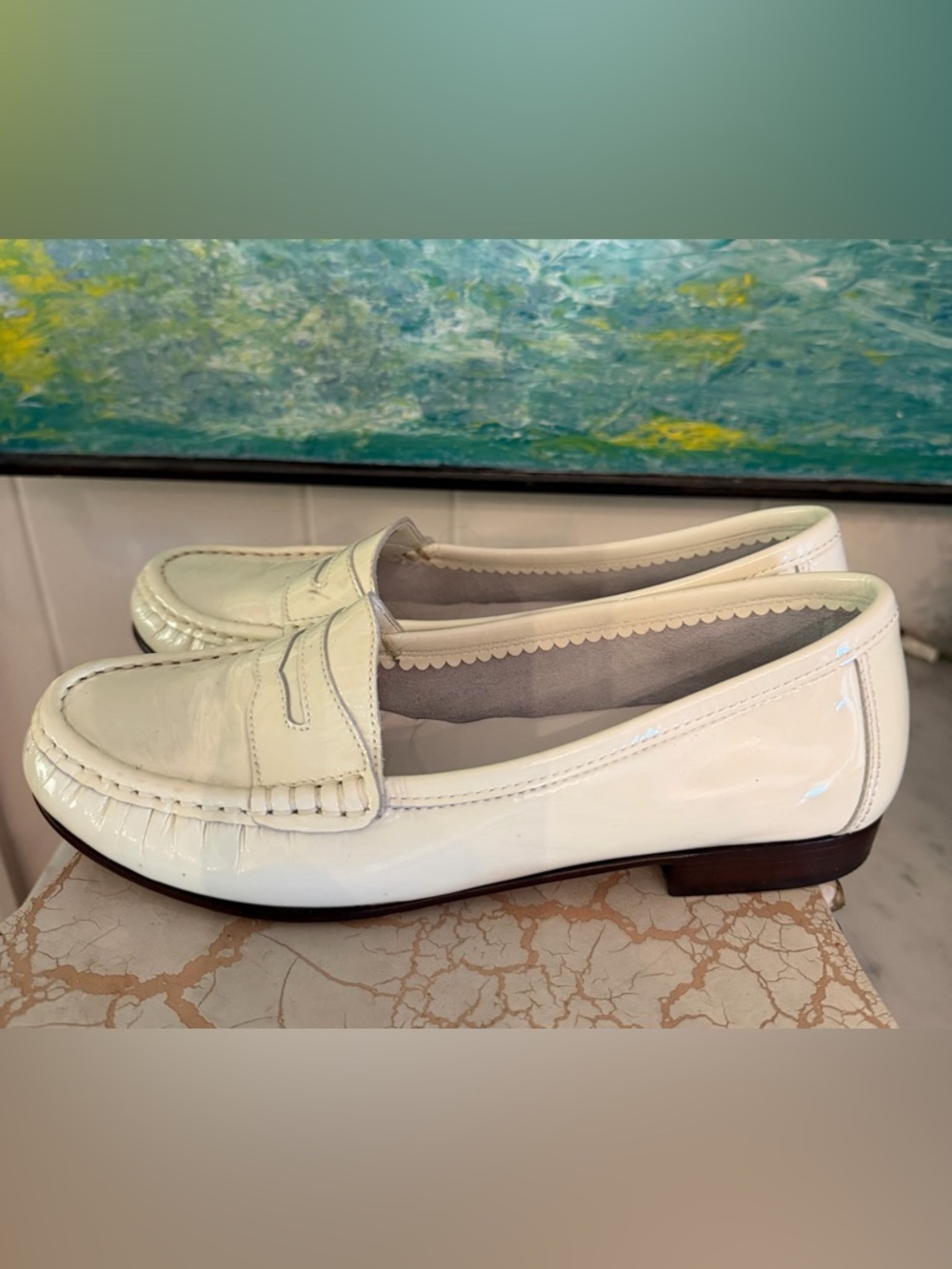 ANTONIO MELANI White Patent Leather Penny Loafers